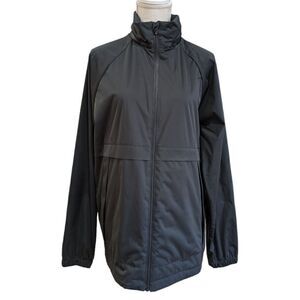 kitandace Men's Black Rainy Days Windbreaker Jacket Stowaway Hood Zip Up Size S